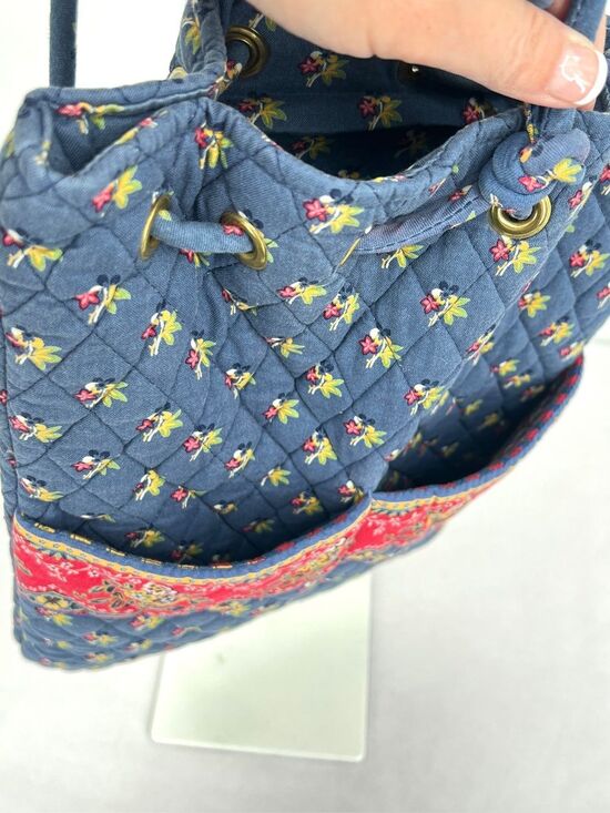 Vintage Vera Bradley Ditty Bag Provencal Blue Quilted Cotton Drawstring Backpack main image 9